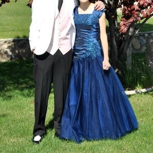 Navy Blue Beaded Gown